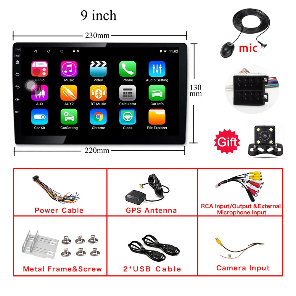 iso 9 inch camera 9 10 дюймов Android 8,1 DAB gps навигация Авторадио Мультимедиа dvd-плеер Bluetooth wifi MirrorLink OBD2 Универсальный 2Din Автомагнитола - Цвет: iso 9 inch camera