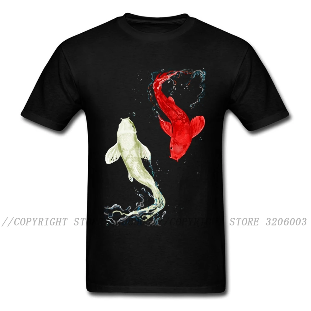 

Koi Fishes T-shirt For Man Lucky Birthday Gift T Shirt Black Tshirt Unique Asian Style Clothing Yin Yang Tops Tees Free Shipping