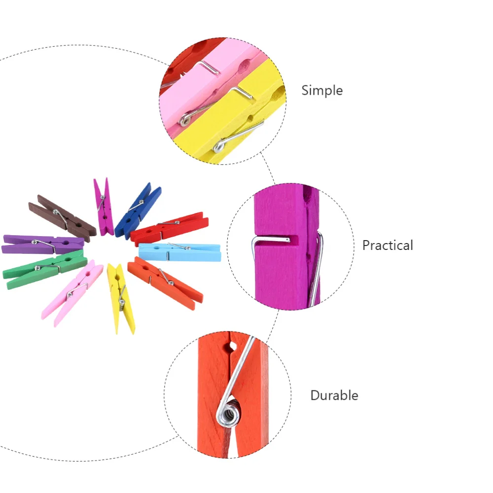 

OUNONA 40pcs Durable 2.9 Inch Wooden Clothespins Clothes Pegs (Random Color)