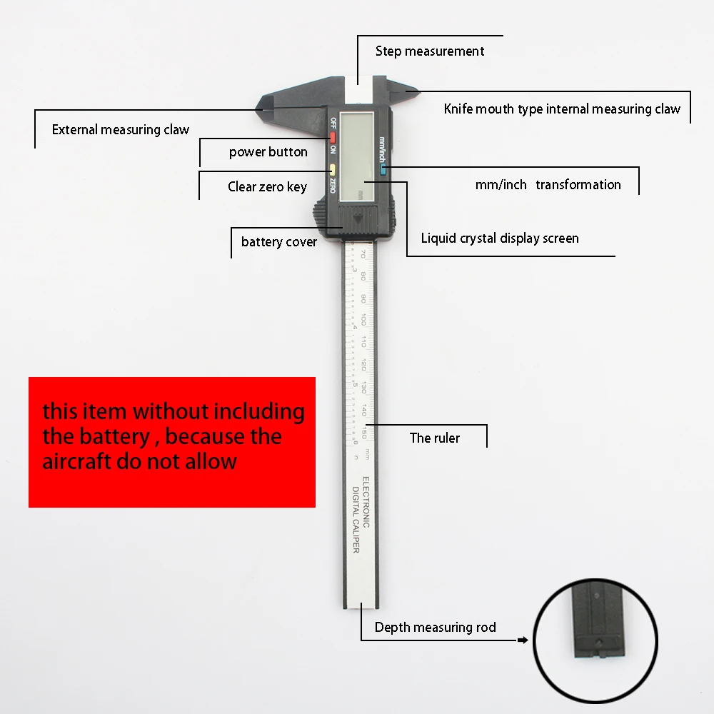 Free shipping 150mm 6 inch LCD Digital Electronic Carbon Fiber Vernier Caliper Gauge Micrometer Measuring Tool 1m tape measure |