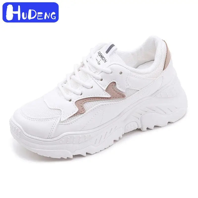 Кроссовки HUDENG женские на толстой подошве дышащие сетчатые в стиле ретро