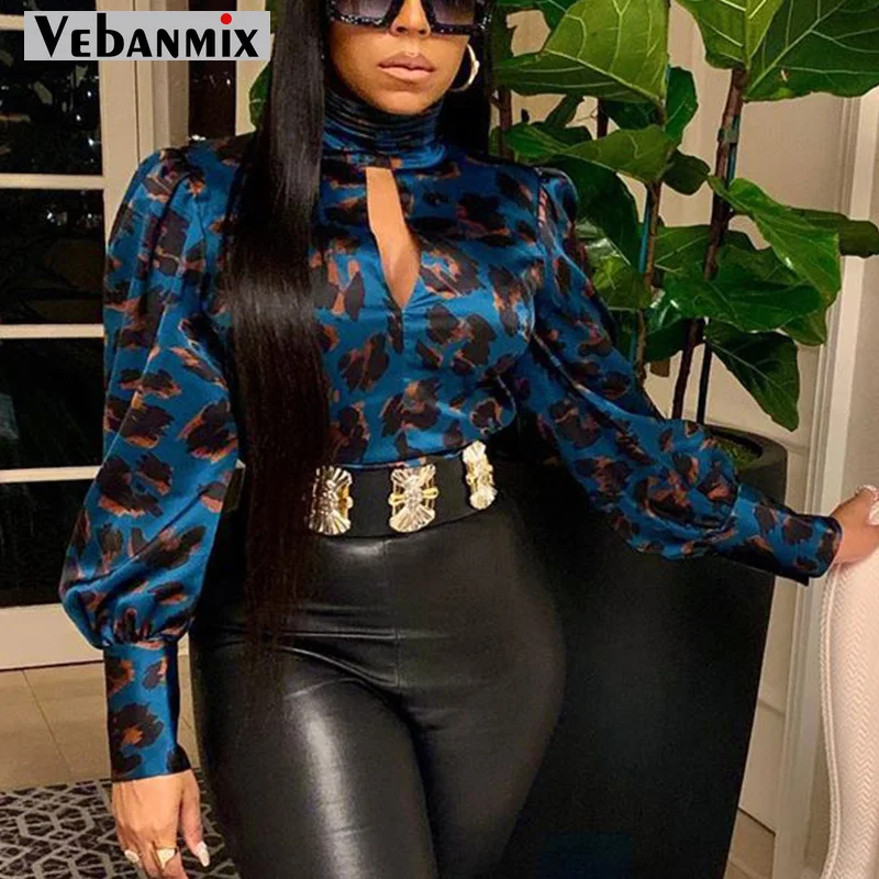 Весенняя женская Элегантная Шелковая атласная блузка с высоким воротником