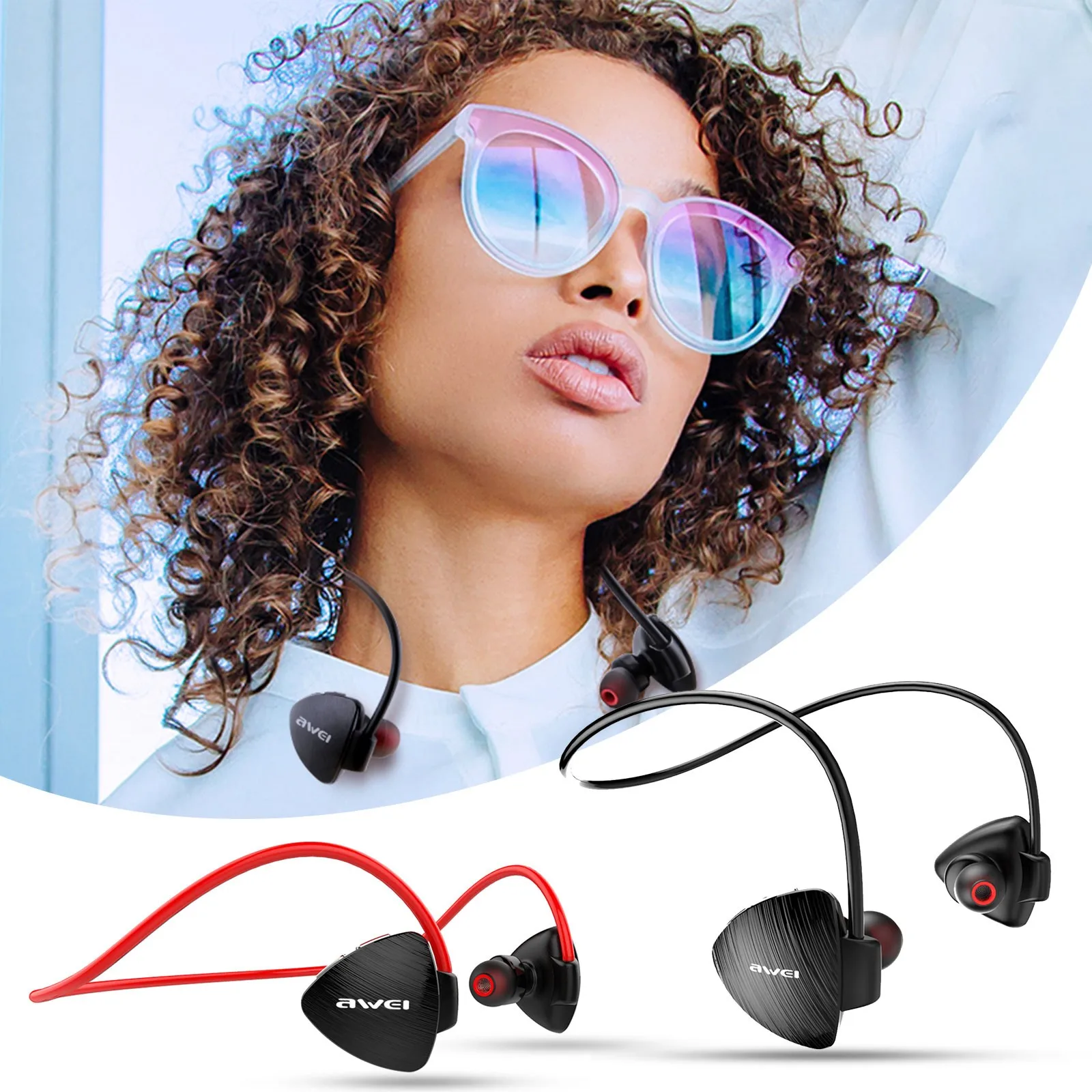 Спортивная Bluetooth гарнитура Awei с креплением сзади объемный звук поддержка функции