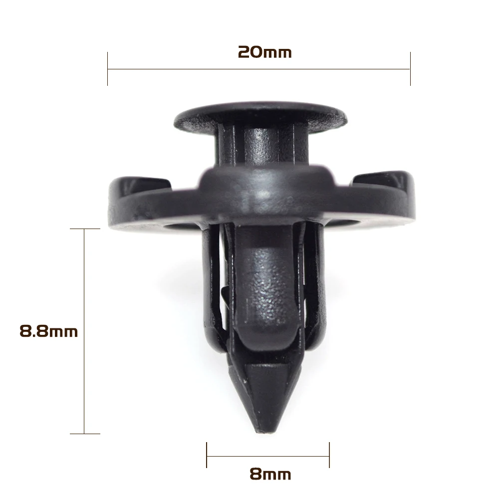 

100PCS/lot 8mm Fastener Push Clip Car Door Fender Bumper Cover Trim Panel Retainer Plastic Rivets Auto Fastener Clip For Nissan