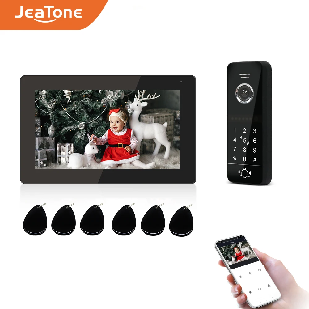 

Jeatone Wireless Smart WiFi Video Intercom for Home 1080P Full Touch Screen Video Doorbell Support RFID Card Password Unlock