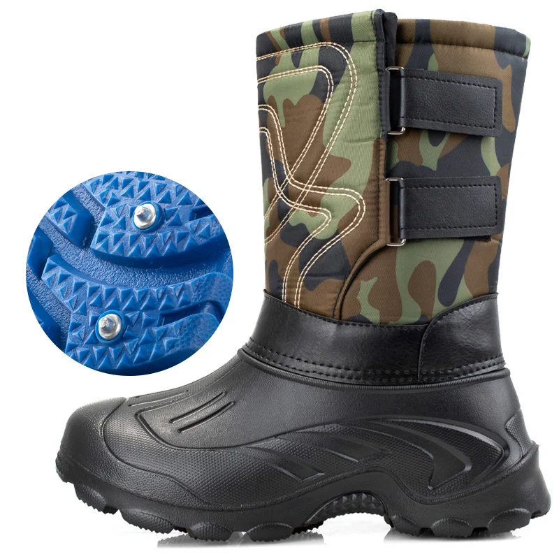 Зимние уличные мужские сапоги для снега высокие водонепроницаемые Нескользящие