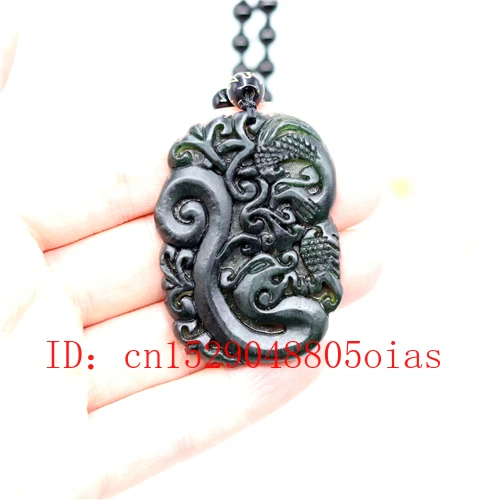 Натуральный черный зеленый нефрит обсидиан Феникс кулон бусы Изящные Ювелирные