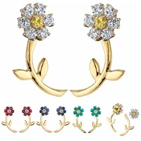925 sterling silver needle daisy adjustable sun flower earrings stud for women girls gift hot fashion sterling silver jewelry a3