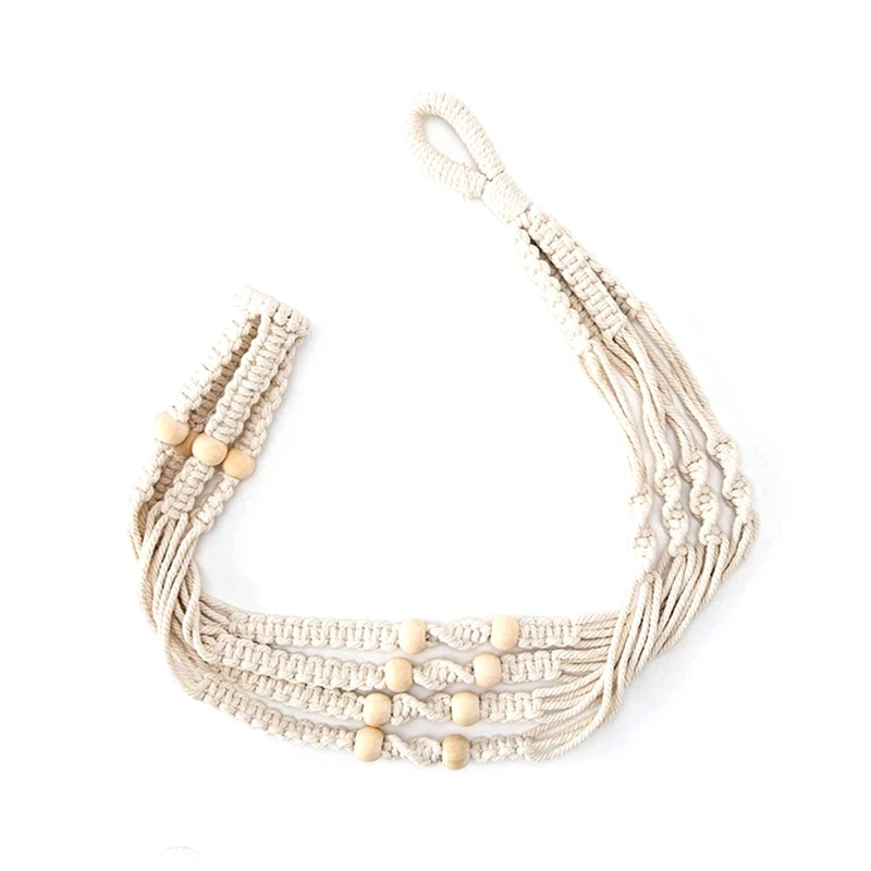 

Женская комнатная фотокорзина с деревянными бусинами, декоративная подставка для цветочного горшка без кисточки