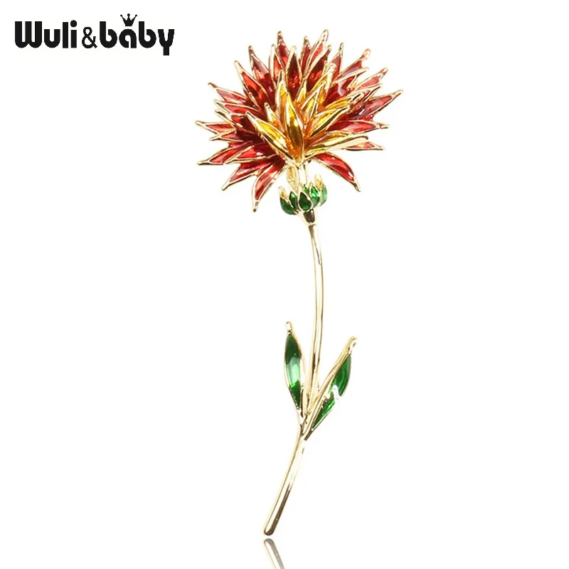 Женская Брошь В Виде Цветка Wuli & baby эмалированная брошь красного и синего цвета
