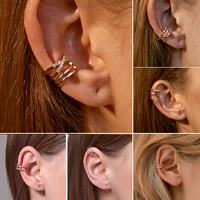 retro cross zircon multi layer ear clips c shaped hollow geometric simple non pierced earrings for women fashion trend new 2021