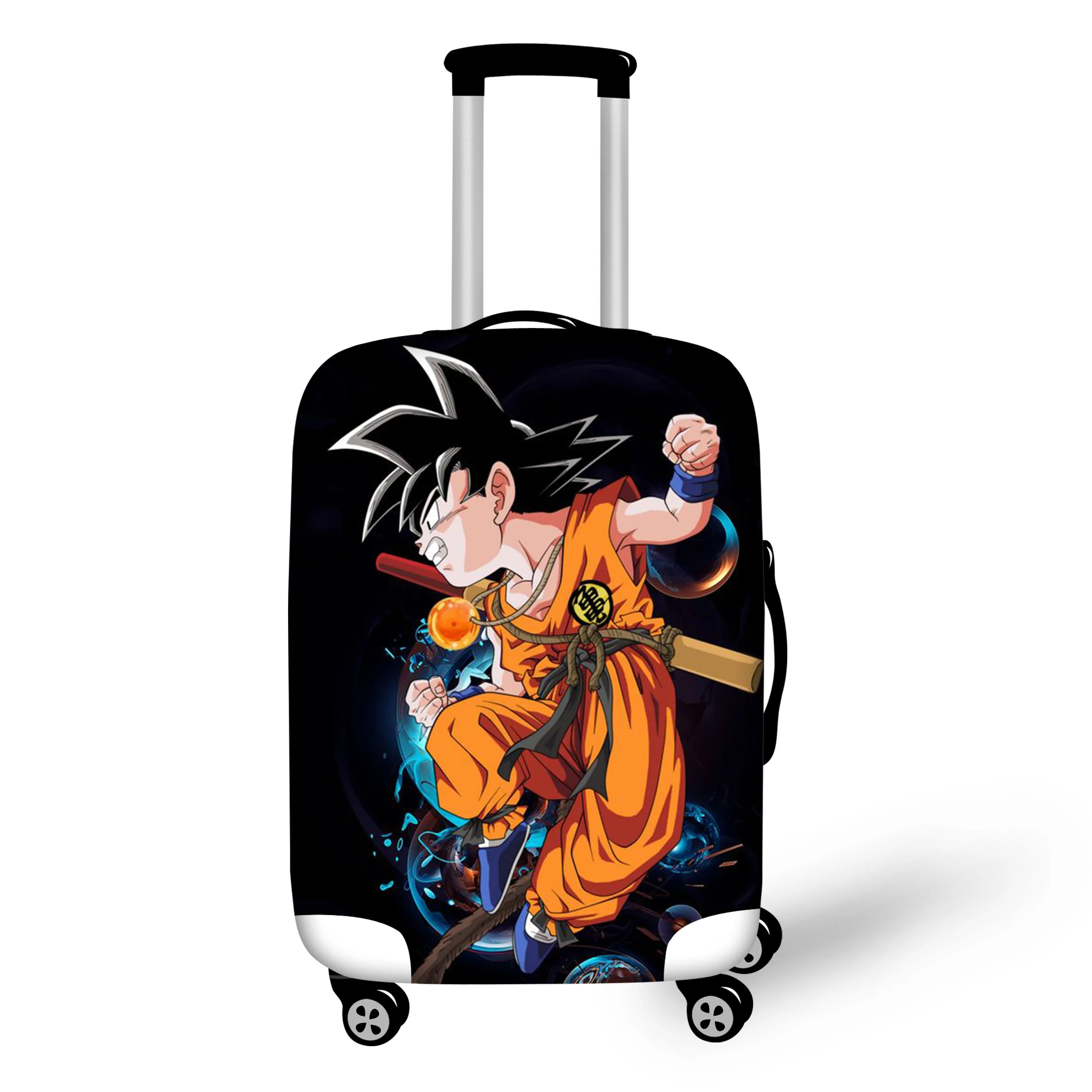 Защитный чехол ELVISWORDS Son Goku Dragon Ball с принтами для багажа, набор с биркой, аксессуары для путешествий, пылезащитный эластичный чехол для чемодана - Цвет: QC016