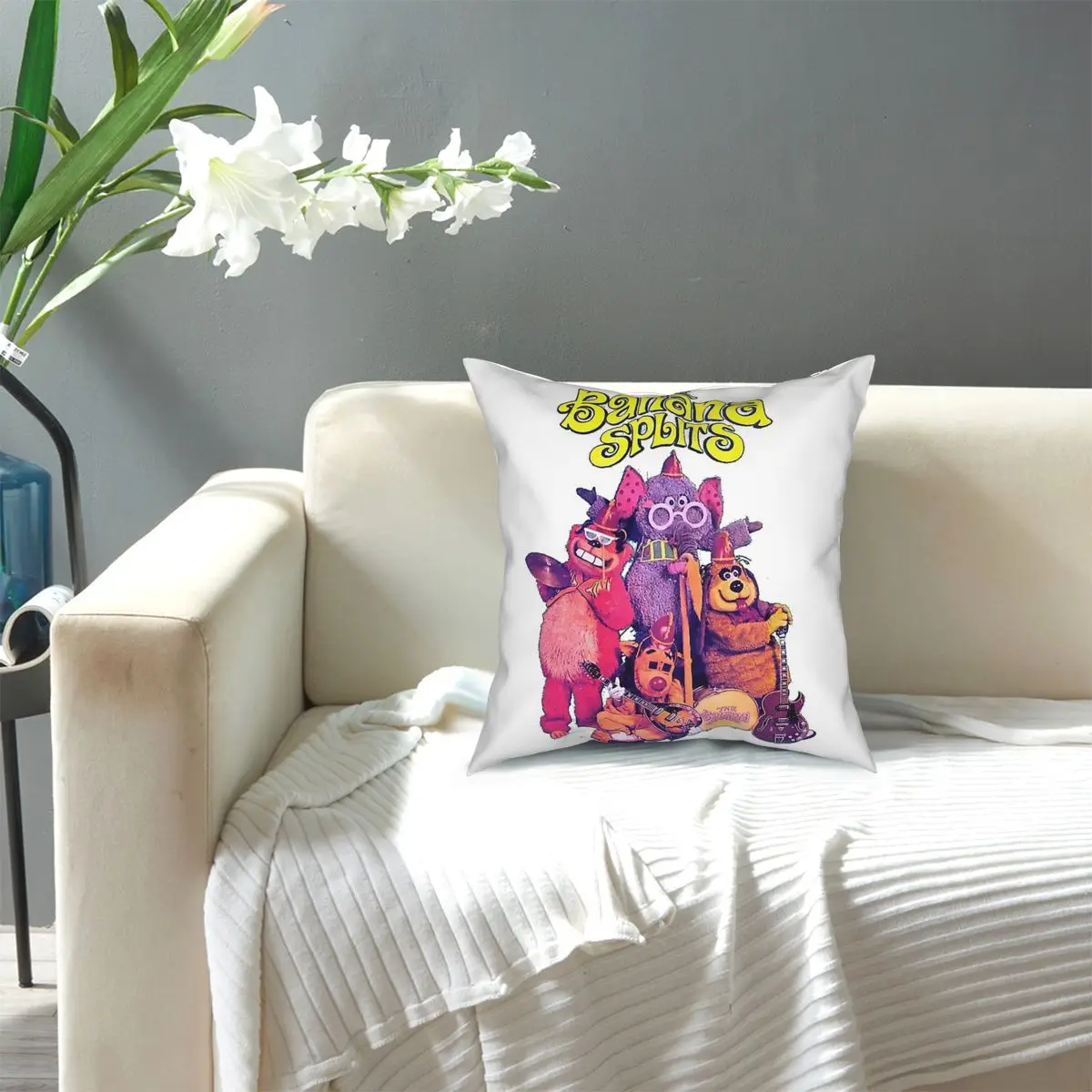 

The Banana Splits The Banana Splits Thr Square Pillow Case Polyester Cushions for Sofa Vintage Cushion Covers