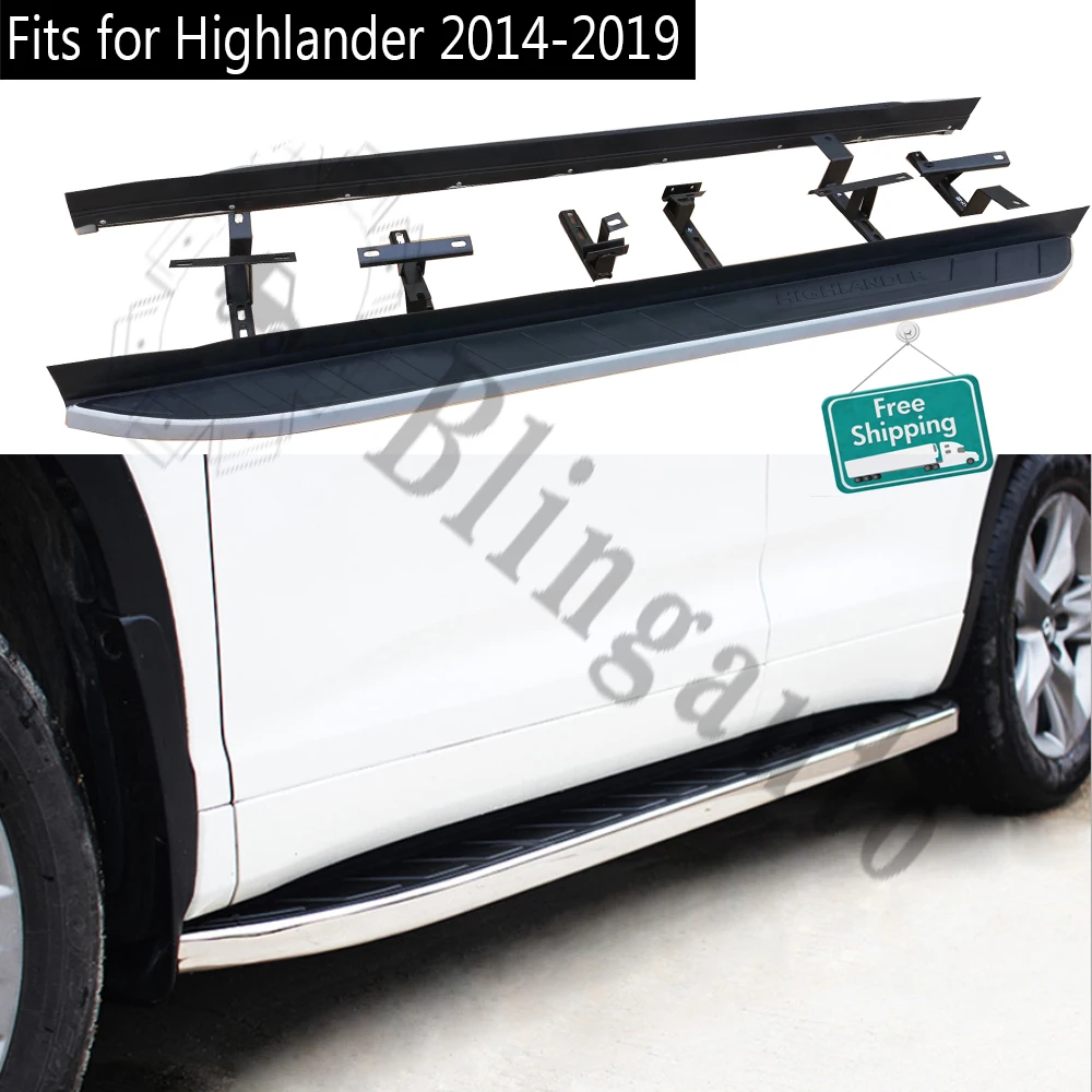 

Running board fits for T.oyota Highlander 2014-2019 2Pcs left right side steps nerf bar car pedal side stairs side bar