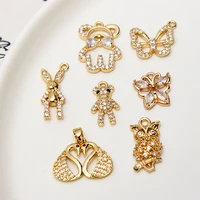 korean cartoon bear rabbit butterfly pendant micro inlaid zircon earrings pendant necklace pendant diy jewelry accessories