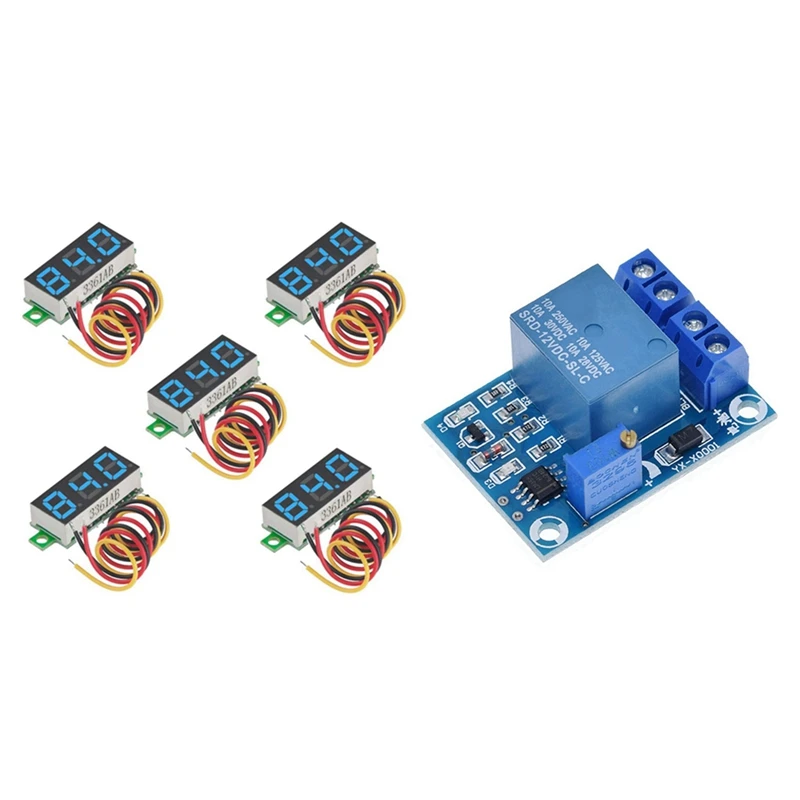 

Promotion! 5Pcs Mini Digital Voltmeter DC 0-100V Meter Tester & 1 Pcs YX-X0001 DC 12V Battery Undervoltage Management Module
