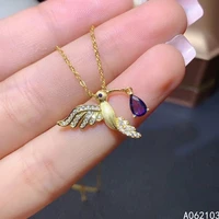 kjjeaxcmy fine jewelry 925 sterling silver inlaid natural sapphire womens playful bird drop gem pendant necklace support detect