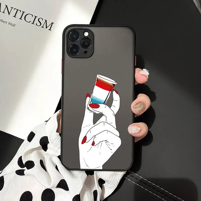 

Hand art daisy Love heart butterfly Phone Cases matte transparent For iphone 7 8 11 12 plus mini x xs xr pro max cover