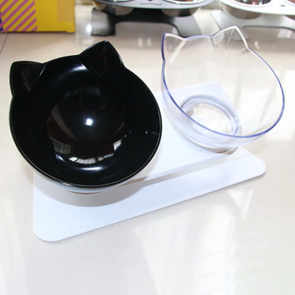 Двойные чаши для кошек Нескользящие двойные с поднятой подставкой миски