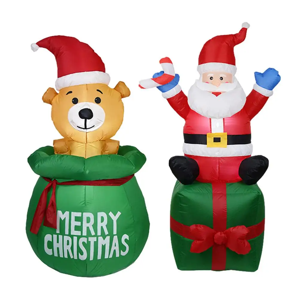 

Christmas Inflatable Santa Claus Christmas Giant Blow Up Santa With Built-in LED Lights Carrying Gift Bag Weatherproof Vacatio