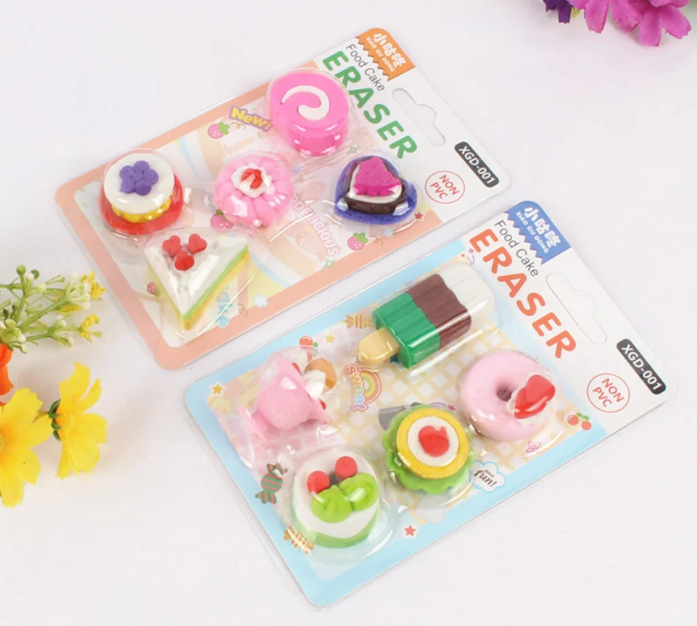 5 шт. милый каваи десерт еда торт пончик мороженое печенье карандаш ластики набор