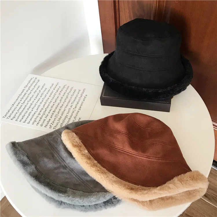 

2022 South Korea Winter Pure Color Thickening Basin Young Women Leisure Joker Hat Fisherman Hat Keep Warm Winter Hat Man Luxury