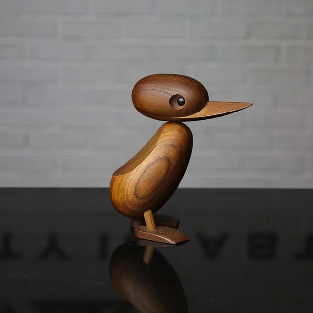 duck-L 1 шт. обезьяна основной цвет деревянные ремесла обработки тика подарки в виде животного практичные домашние твердые деревянные украшения - Цвет: duck-L