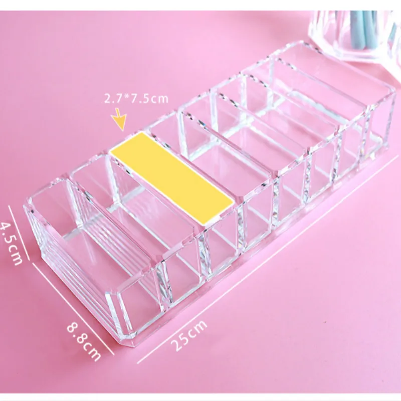 Пластиковый ящик для хранения с 8 отделениями помады/пудры чехол прозрачного