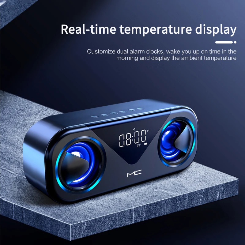 Smart LED Alarm Clock Speaker Portable Wireless Bluetooth-compatible for TF Card AUX USB Atmosphere Light | Электроника