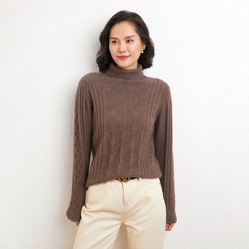 Women's Thickening Pullover Autumn Winter Turtleneck Sweater Women Knitting Sweater Warm Long Sleeve 100% Cashmere Female Jumper