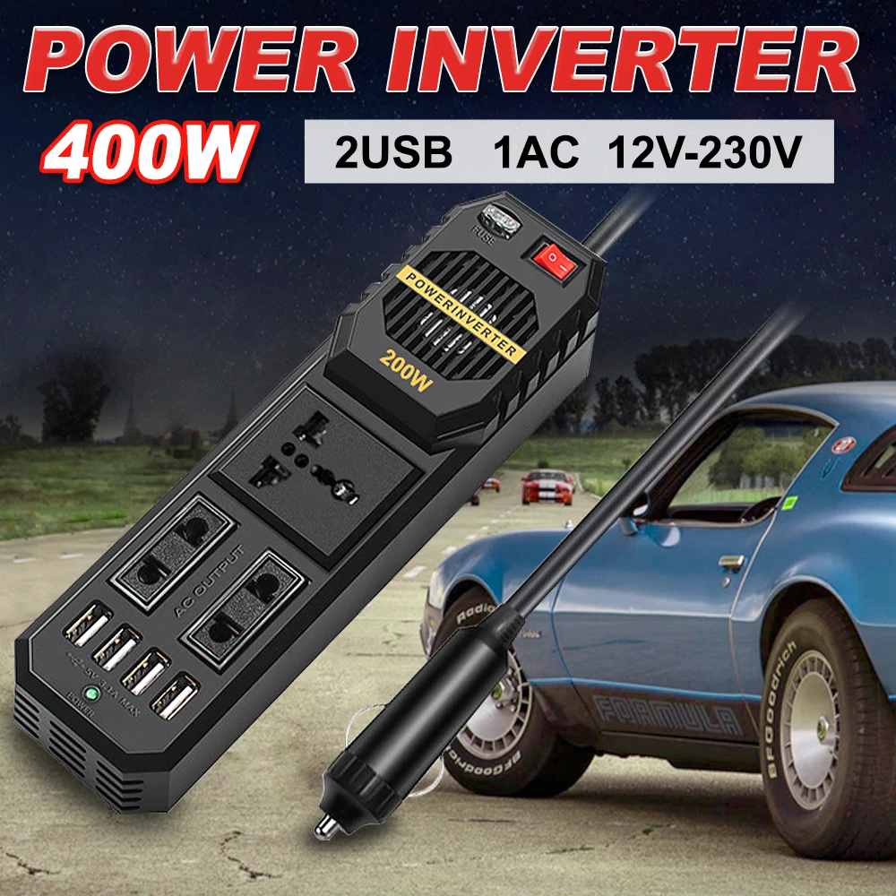 

Автомобильный инвертор 200 Вт/400 Вт DC 12 В в AC 220 В 230 В преобразователь напряжения автомобильный прикуриватель USB Универсальная Розетка автомоб...