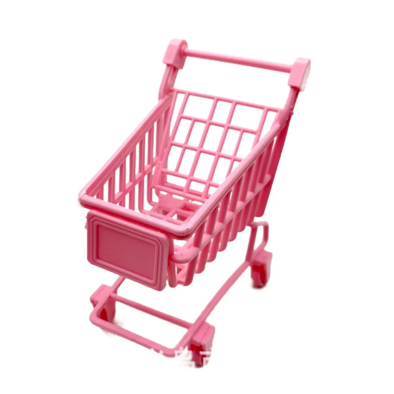 

Dropshipping Dollhouse Accessories Miniature Shopping Cart Realistic Pink Trolley Girl Toy Interactive Kit Pretend Playset Cake