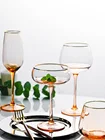 Стакан для напитков с янтарным золотым ободом, винный бокал, кружка, стеклянная кружка, стекло для шампанского, стеклянные кружки для виски, стакан для десерта, мороженого