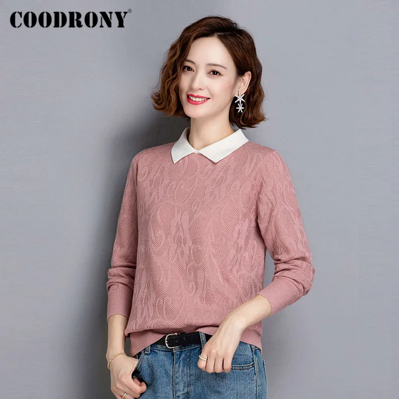 

COODRONY Brand New Elegant Style Pullover Long Sleeve Polo-Sweater Female Autumn Winter Soft Wool Slim Women's Clothing W1157