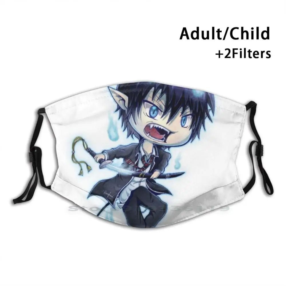 

Rin Okumura Print Reusable Pm2.5 Filter DIY Mouth Mask Kids Blue Exorcist Anime Yukio Okumura Okumura Rin Yukio Rin Sleeve