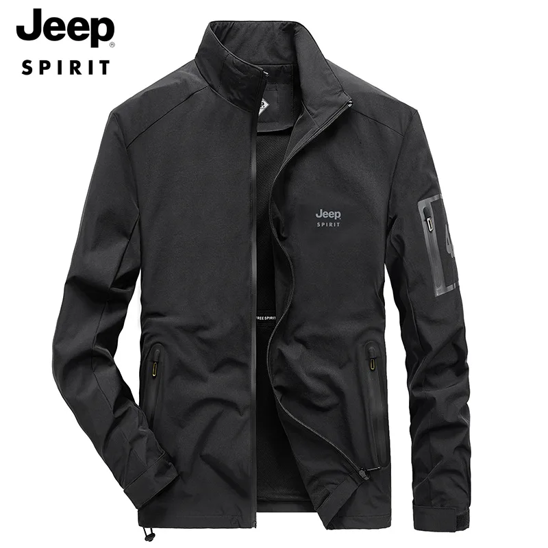 

JEEP SPIRIT Men's Jacket Fashion Slim Thin Tops Casual Oversized Tooling Stand Collar Jacket high quality Clothes