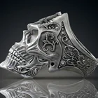 Новинка, массивное кольцо в форме черепа Ag с масонским узором, мужское кольцо, модное металлическое кольцо в форме черепа, аксессуары, ювелирные изделия для вечеринки, Размер 8  13