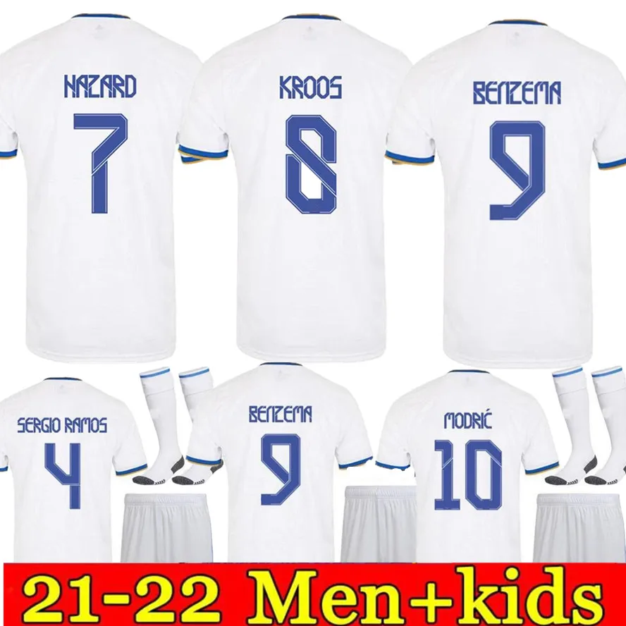 

21 22 REAL MADRID jerseys soccer football shirts ALABA HAZARD BENZEMA MODRIC camiseta men kids jersey kit 2021 2022 uniforms
