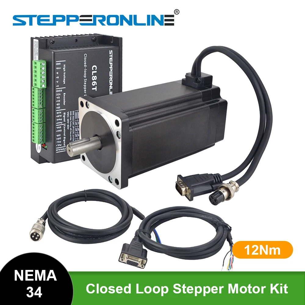 1 Axis Closed Loop Stepper Motor Kit 12Nm Nema 34 Closed Loop Motor 6A / Nema34 Servo Motor Kits ＆ 2pcs Extension Cables