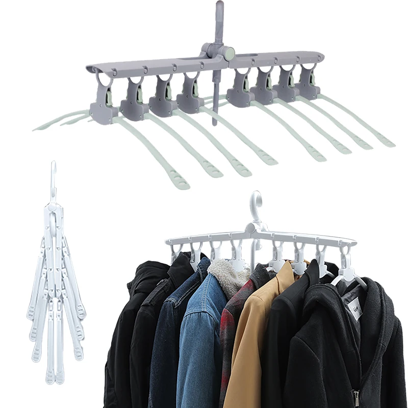 

Home Multifunction Retractable Clothes Hanger Rack Drying Kitchen Bathroom 360 Degree Rotating Folding Hanger Racks Tool