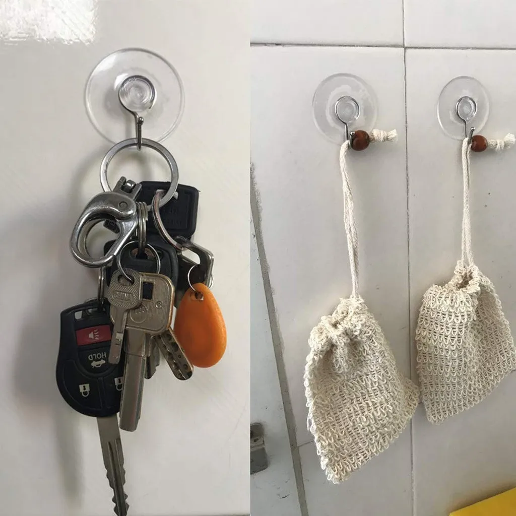 Вакуумный держатель с крючком на присоске прозрачный ручкой Sterke настенный