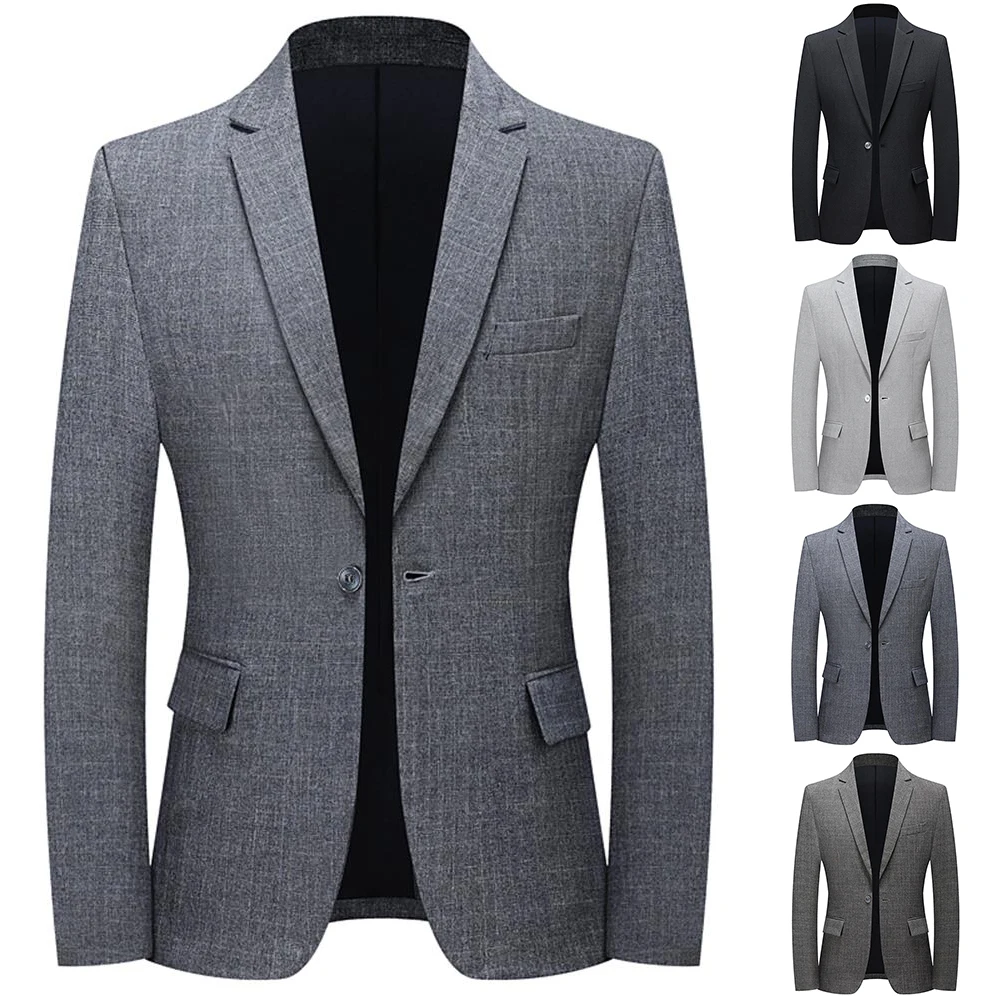 

Autumn Winter Men Balzers Coats Solid Color Men Coat Male Single Breasted Suit Jacket Coat Veste Homme