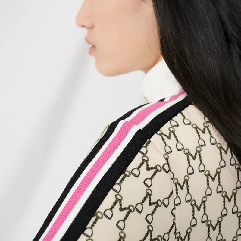 Женская куртка с принтом ZA Базовая на молнии в стиле ретро длинным рукавом весна