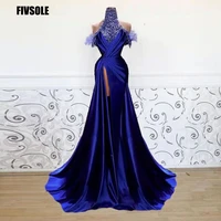 fivsole royal blue mermaid off shoulder evening dresses side slit beadings new party gowns robes de soir%c3%a9e vestidos de fiesta