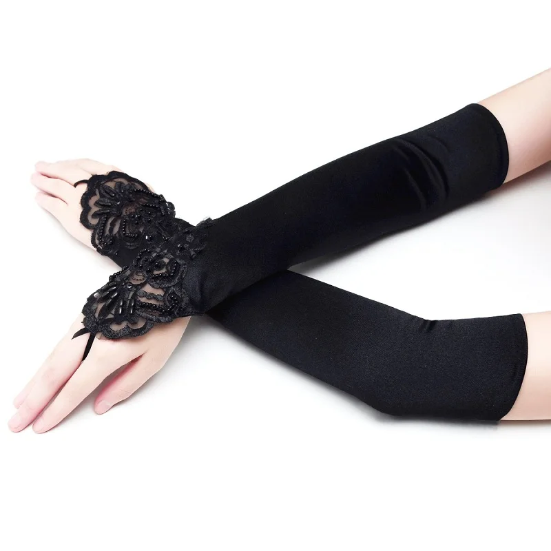 Оптовая продажа свадебное платье перчатки удлиненные маленькие вышитые плоские