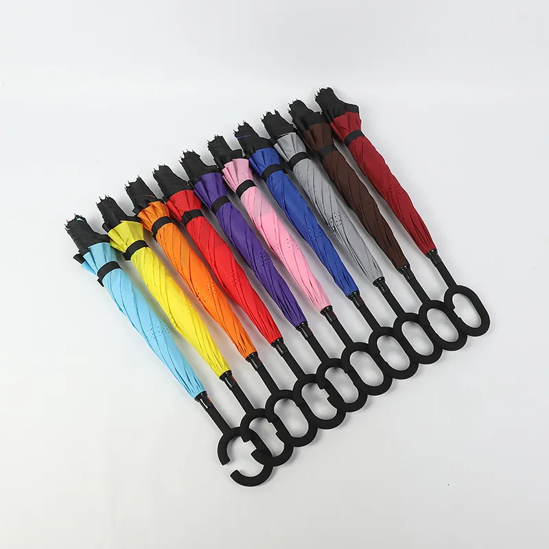 Fancytime Зонт от обратного дождя для женщин складной двухслойный мужчин самостоящий