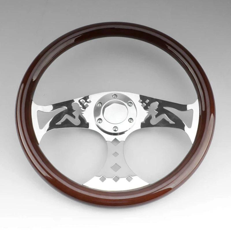 

Car Modified Steering Wheel 15 Inch 380MM Solid Wood Steering Wheel Vintage Car Hip Hop Retro Universal Steering Wheel
