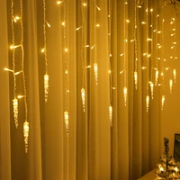 led icicle curtain light christmas lights garland curtain droop 0 4 0 6m fairy lights outdoor for home house new year decoration
