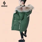 Для русской зимы, куртка-парка для девочек зимняя куртка-пуховик, одежда Детская мода дизайн с капюшоном натуральный мех для теплые куртки и пальто для детей 4-15 T