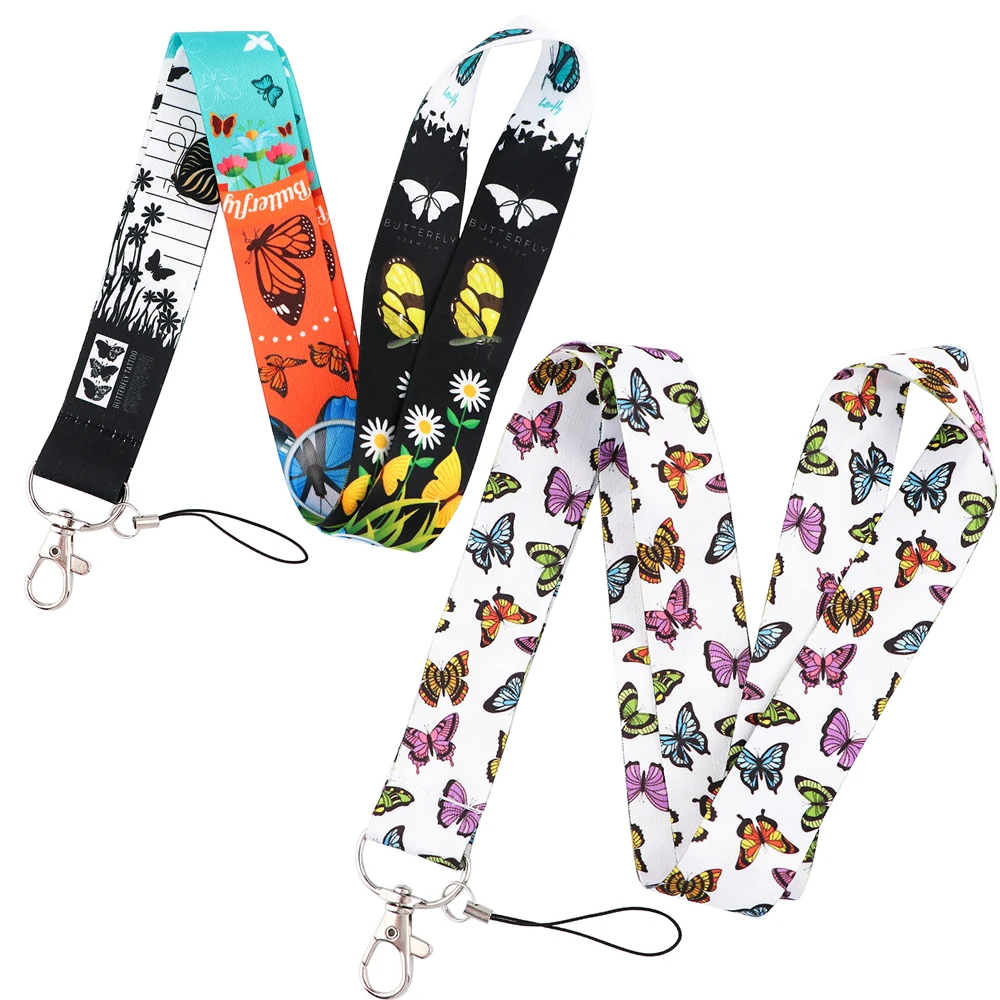 

YL884 Cute Butterfly Lanyard Car Keychain Personalise Office ID Card Pass Gym Mobile Phone Key Ring Badge Holder Accessories